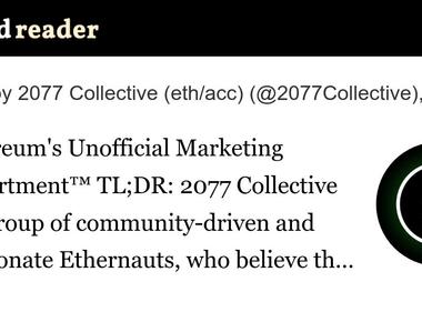 Collectif 2077 - le département marketing non officiel d'Ethereum